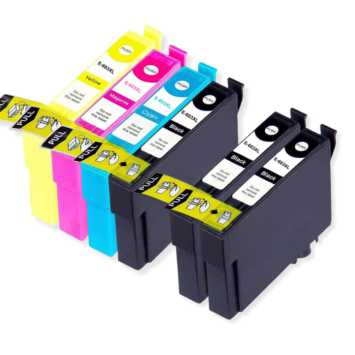 Compatible Epson 603XL Multipack High Capacity Ink Cartridges - Pack of 6 - 1 Set & 2 Black