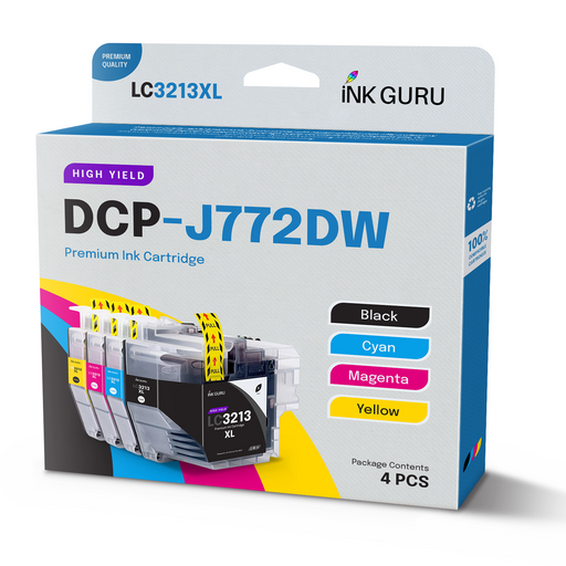 Compatible Brother 1 Set of 4 Multicolor DCP-J772DW Ink Cartridges (LC3211/LC3213)