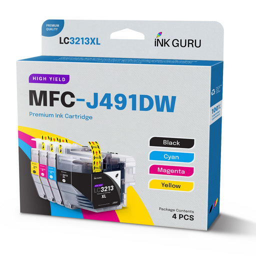 Compatible Brother 1 Set of 4 Multicolor MFC-J491DW Ink Cartridges (LC3211/LC3213)