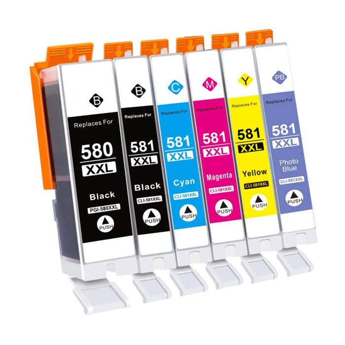 Canon TS8152 Ink - 6 Pack Value Multipack High Capacity PGI-580XXL / CLI-581XXL Compatible Ink Cartridges