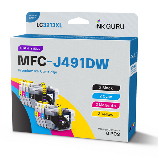 Compatible Brother 2 Sets of 4 MFC-J491DW Ink Cartridges (LC3211/LC3213)