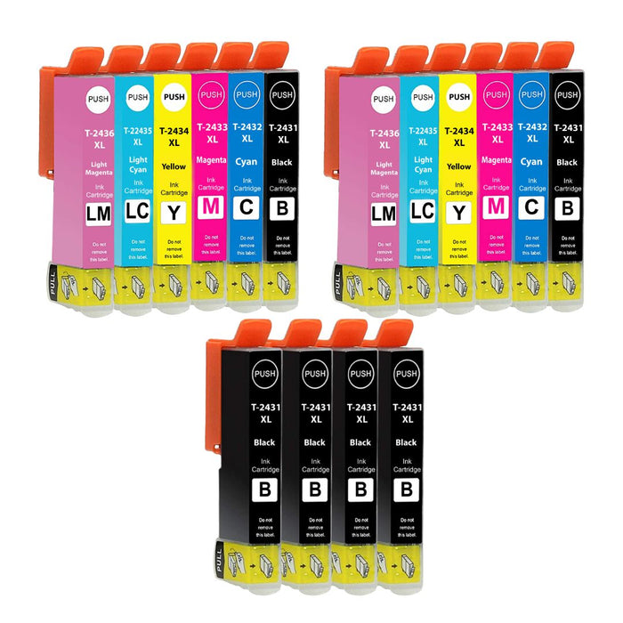 Epson XP-760 Ink - Pack of 16 2 Packs 4 Blacks Value Multipack, High Capacity 24XL Compatible Ink Cartridges