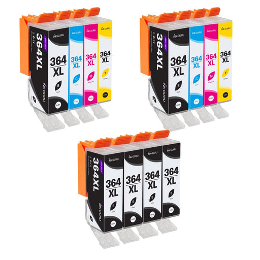 HP Photosmart 5522 Ink - Pack of 12 2 Packs 4 Large Black Value Multipack. High Capacity Compatible Ink Cartridges (364XL)