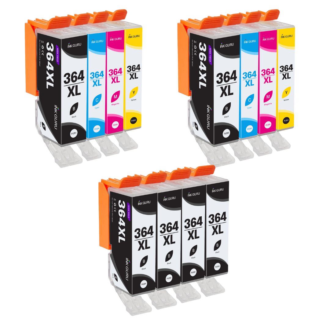 HP Photosmart B109d Ink - Pack of 12 2 Packs 4 Large Black Value Multipack. High Capacity Compatible Ink Cartridges (364XL)
