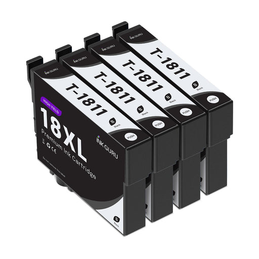 Epson T1811XL Ink - 4 Black Value Multipack. High Capacity 18XL Compatible Ink Cartridge