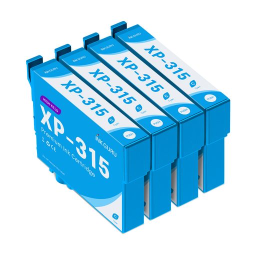 Epson XP-315 Cyan Ink - 4 Cyan Value Pack. High Capacity T1812 Compatible Ink Cartridges