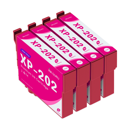 Epson XP-202 Magenta Ink - 4 Magenta Value Pack. High Capacity T1813 Compatible Ink Cartridges