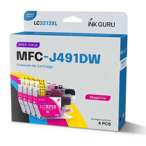 Compatible Brother 1 Set of 4 Magenta MFC-J491DW Ink Cartridges (LC3211/LC3213)