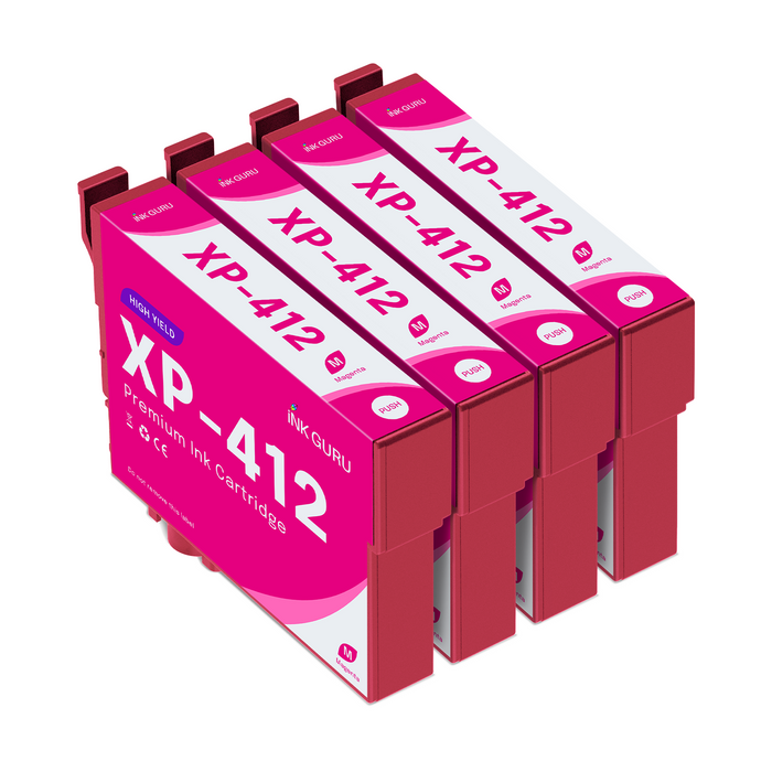 Epson XP-412 Magenta Ink - 4 Magenta Value Pack. High Capacity T1813 Compatible Ink Cartridges