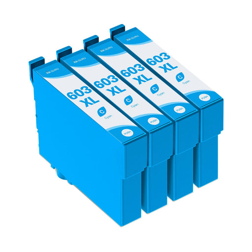 Epson WF-2810DWF Cyan Ink - 4 Cyan Value Pack. High Capacity Compatible Ink Cartridges (603XL)