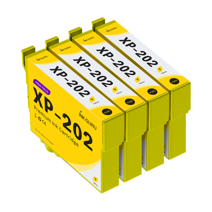 Epson XP-202 Yellow Ink - 4 Yellow Value Pack. High Capacity T1814 Compatible Ink Cartridges