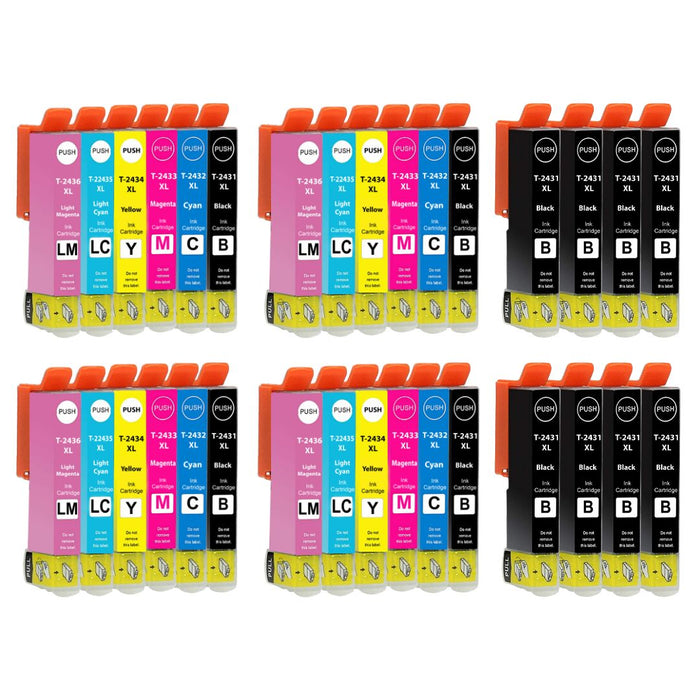 Epson XP-750 Ink - Pack of 32 4 Packs 8 Blacks Value Multipack, High Capacity 24XL Compatible Ink Cartridges
