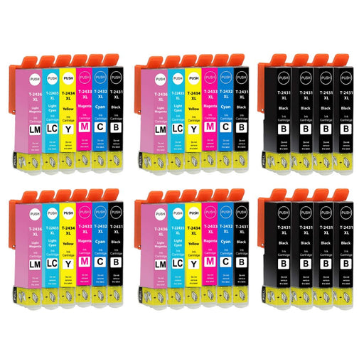 Epson XP-55 Ink - Pack of 32 4 Packs 8 Blacks Value Multipack, High Capacity 24XL Compatible Ink Cartridges