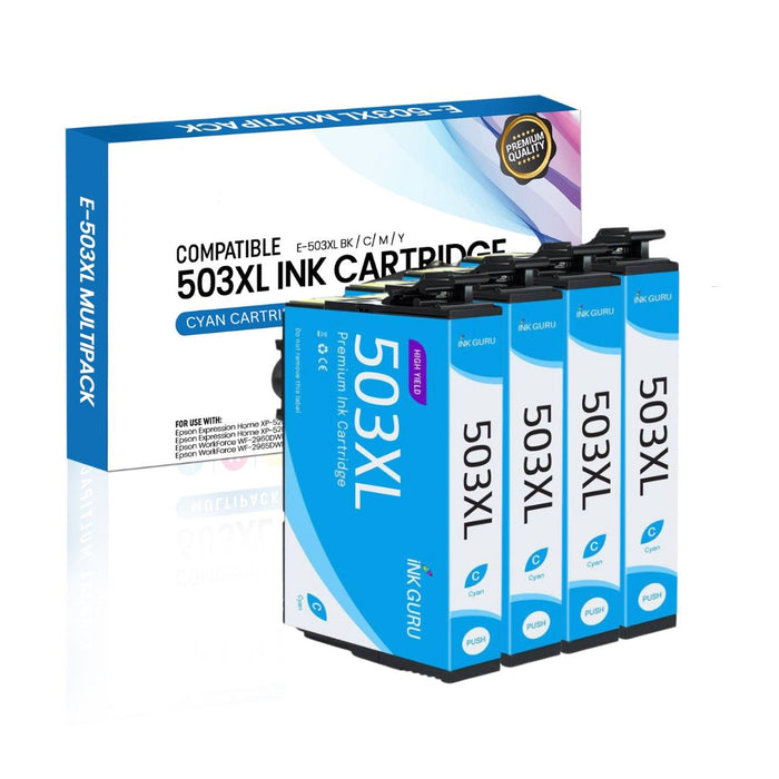 503XL Cyan - Ink Guru - 4 Pack - Epson High Capacity Compatible Ink Cartridges (503XL)