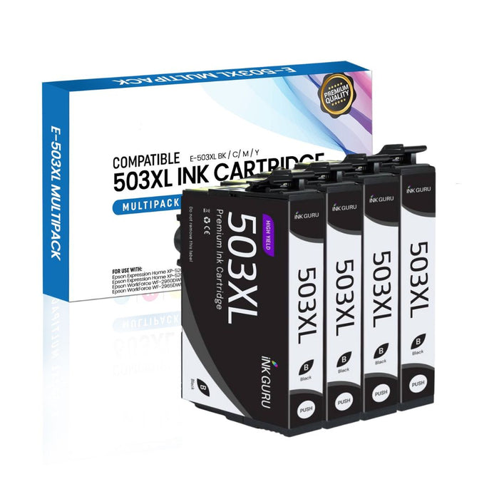Epson WorkForce WF-2960DWF Black Ink - 4 Black Value Multipack. High Capacity 503XL Compatible Ink Cartridge