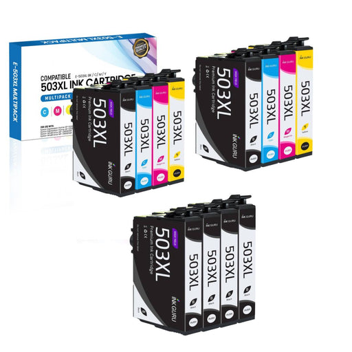Epson WorkForce WF-2965DWF Ink - Pack of 12 2 Pack 4 Black Value Multipack. High Capacity Compatible Ink Cartridges (503XL)