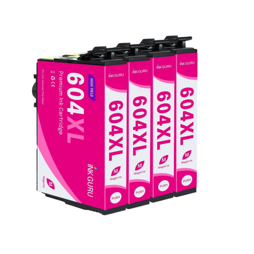 Epson 604XL Magenta Ink - Pack of 4 Magenta Value Multipack, High Capacity 604XL Compatible Ink Cartridges