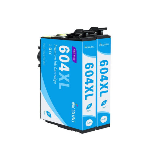 Epson 604XL Cyan Ink - Pack of 2 Cyan Value Multipack, High Capacity 604XL Compatible Ink Cartridges