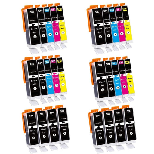 Canon TR8550 28 Pack 4 Packs of 5 8 Large Black Value Multipack High Capacity PGI-580XXL / CLI-581XXL Compatible Ink Cartridges