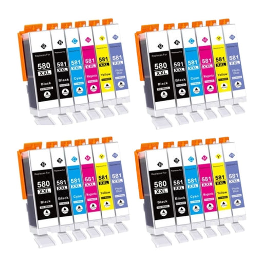 Canon TS9550 24 Pack 4 Packs of 6 Value Multipack High Capacity PGI-580XXL / CLI-581XXL Compatible Ink Cartridges