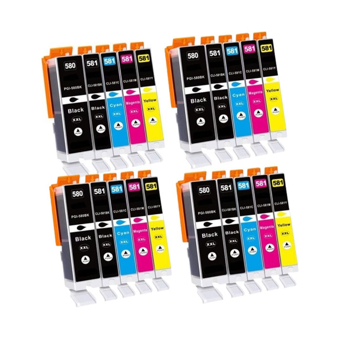 Canon TS6350 Ink - Pack of 20 4 Packs of 5 Value Multipack High Capacity PGI-580XXL / CLI-581XXL Compatible Ink Cartridges