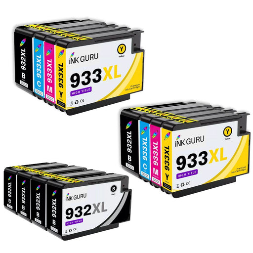 HP OfficeJet 7110 Ink - Pack of 12 2 Pack 4 Black Value Multipack. High Capacity Compatible Ink Cartridges (932XL/933XL)
