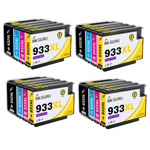 HP OfficeJet 6600 Ink - Pack of 16 4 Packs Value Multipack. High Capacity Compatible Ink Cartridges (932XL/933XL)