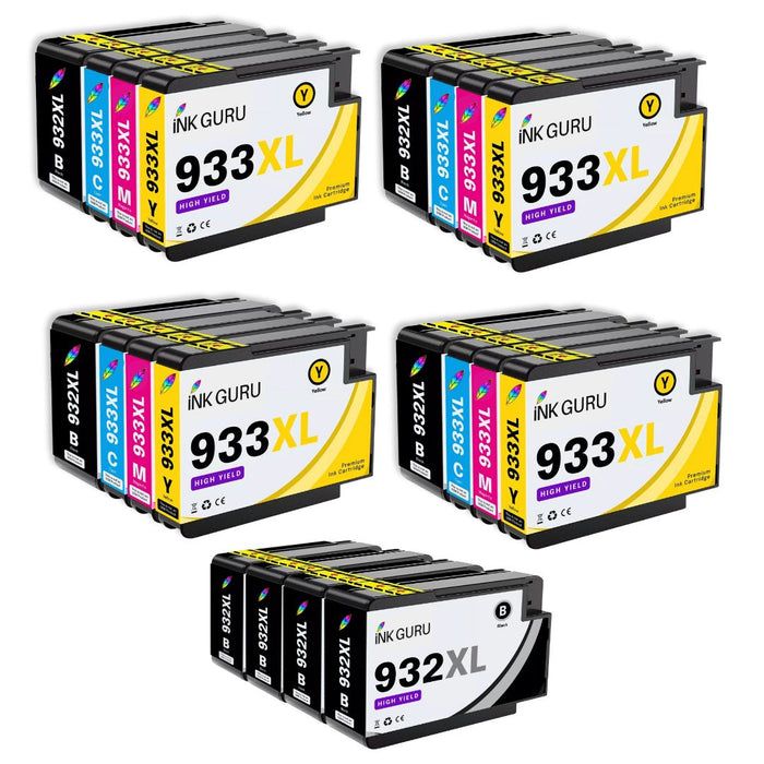 HP OfficeJet 6700 Ink - Pack of 20 4 Packs 4 Black Value Multipack. High Capacity Compatible Ink Cartridges (932XL/933XL)