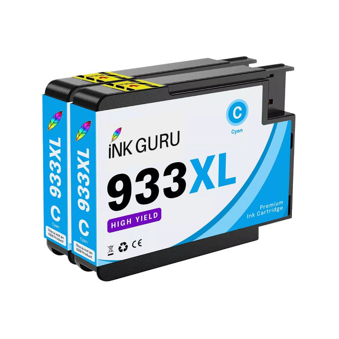 HP 932XL/933XL Cyan Ink - 2 Cyan Value Pack. High Capacity Compatible Ink Cartridges (932XL/933XL)