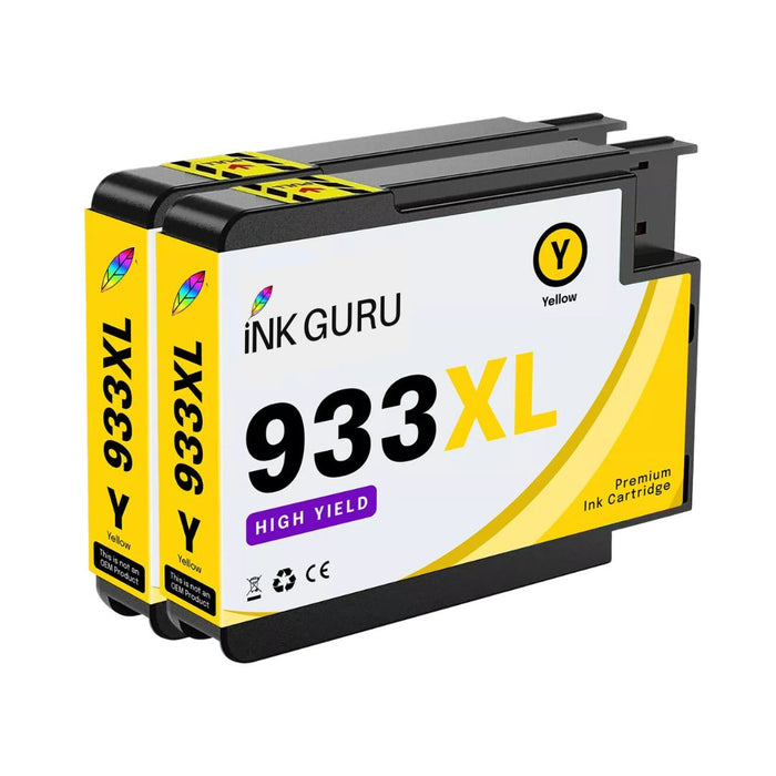 HP OfficeJet 7612 Yellow Ink - 2 Yellow Value Pack. High Capacity Compatible Ink Cartridges (932XL/933XL)