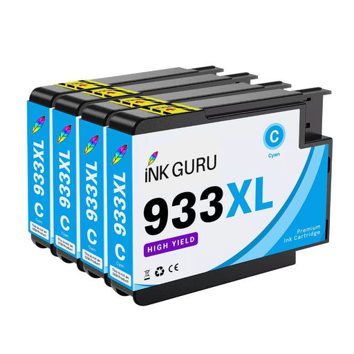 HP 932XL/933XL Cyan Ink - 4 Cyan Value Pack. High Capacity Compatible Ink Cartridges (932XL/933XL)