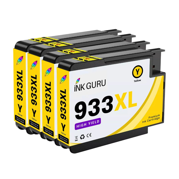HP OfficeJet 7110 Yellow Ink - 4 Yellow Value Pack. High Capacity Compatible Ink Cartridges (932XL/933XL)