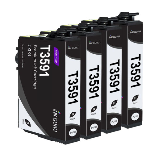 Epson WorkForce Pro WF-4740DTWF Ink - 4 Black Value Multipack. High Capacity T3591 35XL Compatible Ink Cartridge