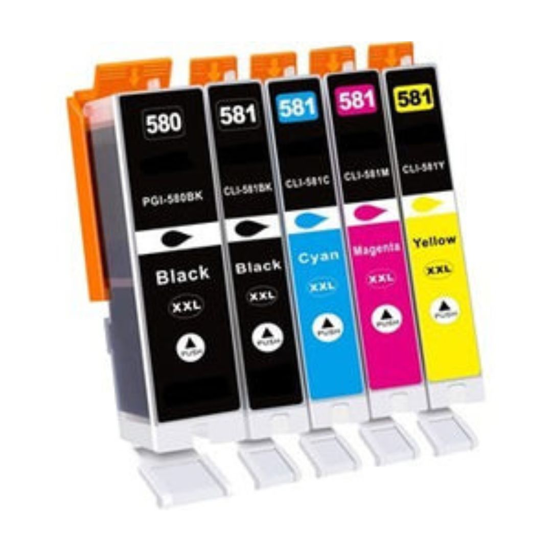 Canon TS8152 Ink - 5 Pack Value Multipack High Capacity PGI-580XL / CLI-581XL Compatible Ink Cartridges