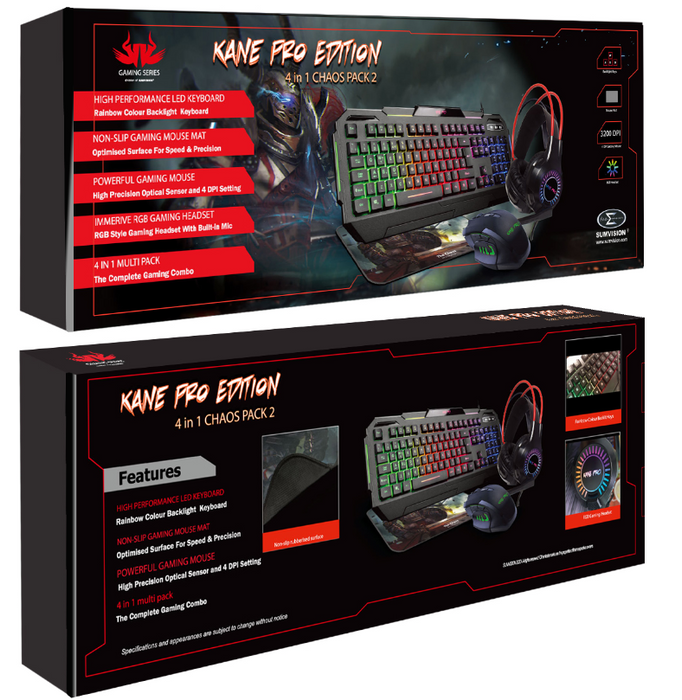 Sumvision 4 in 1 Keyboard, Mouse, Headset, Gaming Starter Set