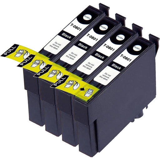 Epson T0801 Black Ink - 4 Black Value Multipack. High Capacity T0801 Compatible Ink Cartridge