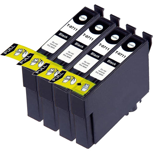 Compatible Epson T0711 Black Ink Cartridge Pack of 4