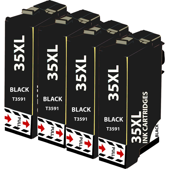 Compatible Epson WF4740 Black T3591 Ink Cartridges Pack of 4