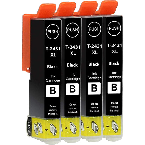 Epson XP-860 Ink - 4 Black Value Pack. High Capacity 24XL Compatible Ink Cartridge