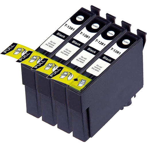 Epson T1281 Ink - 4 Black Value Multipack. High Capacity T1281 Compatible Ink Cartridge