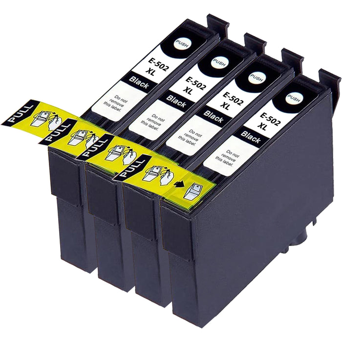 Epson XP-5105 Ink - 4 Black Value Multipack. High Capacity 502XL Compatible Ink Cartridge