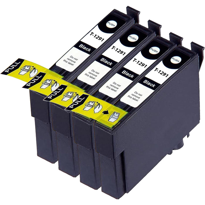 Compatible Epson T1295 Black Ink Cartridges Pack of 4