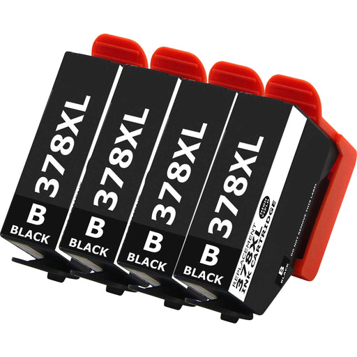 Epson XP-8700 Ink - 4 Black Value Pack. High Capacity 378XL Compatible Ink Cartridge