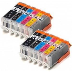 Canon MG7140 Ink - 12 Pack 2 Packs of 6 Value Multipack High Capacity PGI-550XL / CLI-551XL Compatible Ink Cartridges