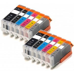 Compatible Canon PGI-570/CLI-571 - Black / Cyan / Magenta / Yellow / Grey / Black Large - Pack of 12 - 2 Set