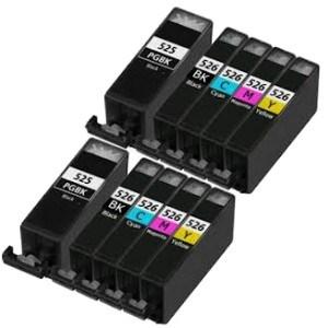 Canon MG5250 Ink - 10 Pack 2 Packs of 5 Value Multipack High Capacity PGI-525XL / CLI-526XL Compatible Ink Cartridges