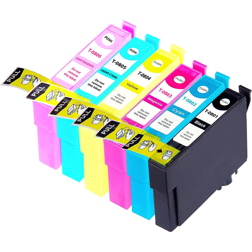 Epson RX595 Ink - Pack of 6 Value Multipack. High Capacity T0807 Compatible Ink Cartridge