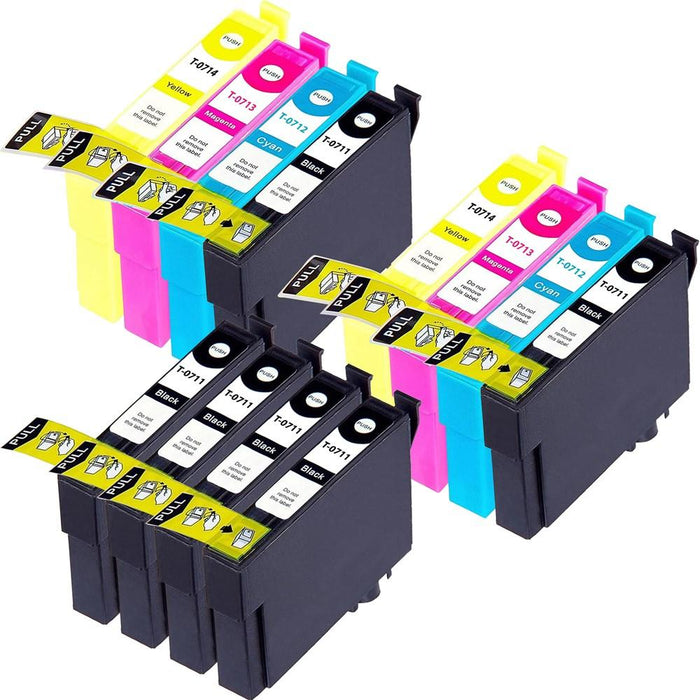 Epson SX205 Ink - Pack of 12 2 Pack & 4 Black Value Multipack. High Capacity T0715 Compatible Ink Cartridge