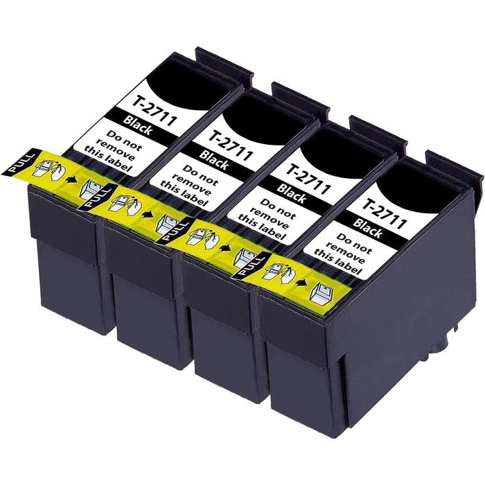 Epson T2711XL Ink - 4 Black Value Multipack. High Capacity 27XL Compatible Ink Cartridge