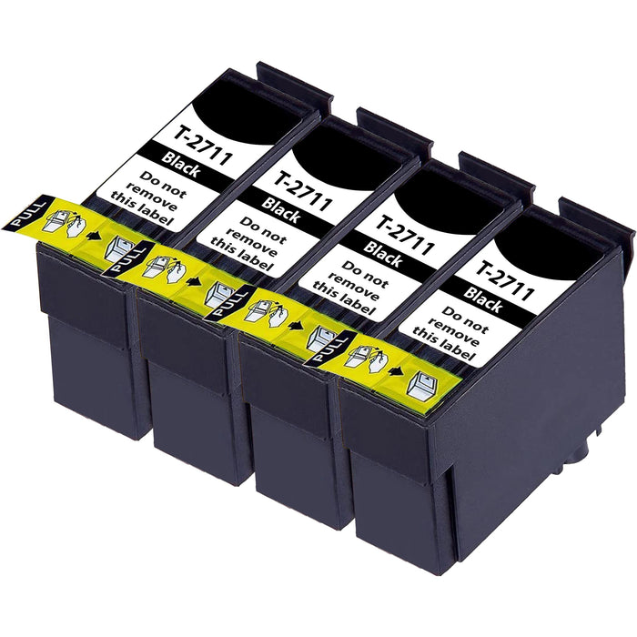 Epson WorkForce WF-7710DWF Ink - 4 Black Value Pack. High Capacity T2711XL 27XL Compatible Ink Cartridge